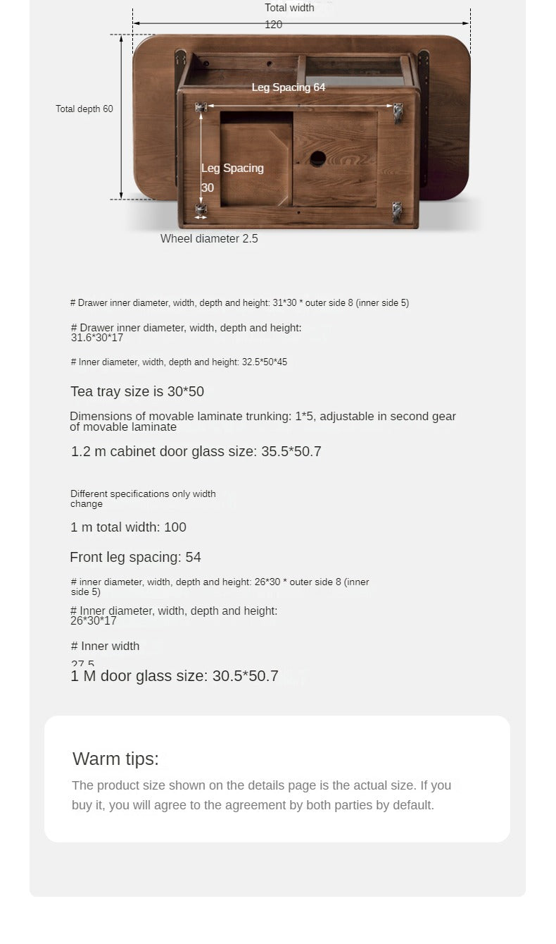 Ash Solid Wood Mobile Tea Brewing Integrated Tea Table