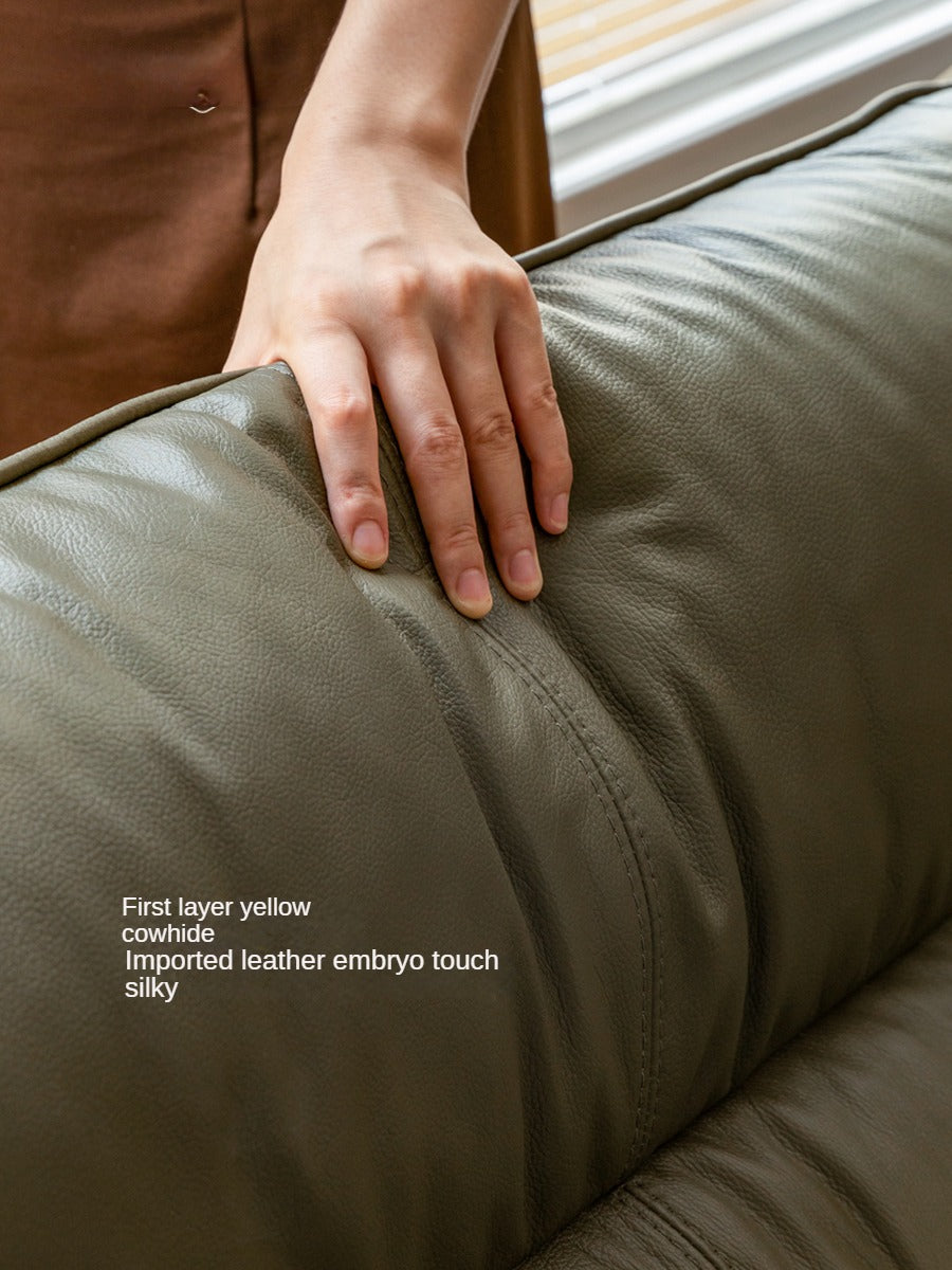 Black Walnut Solid Wood Light Luxury Leather Sofa.