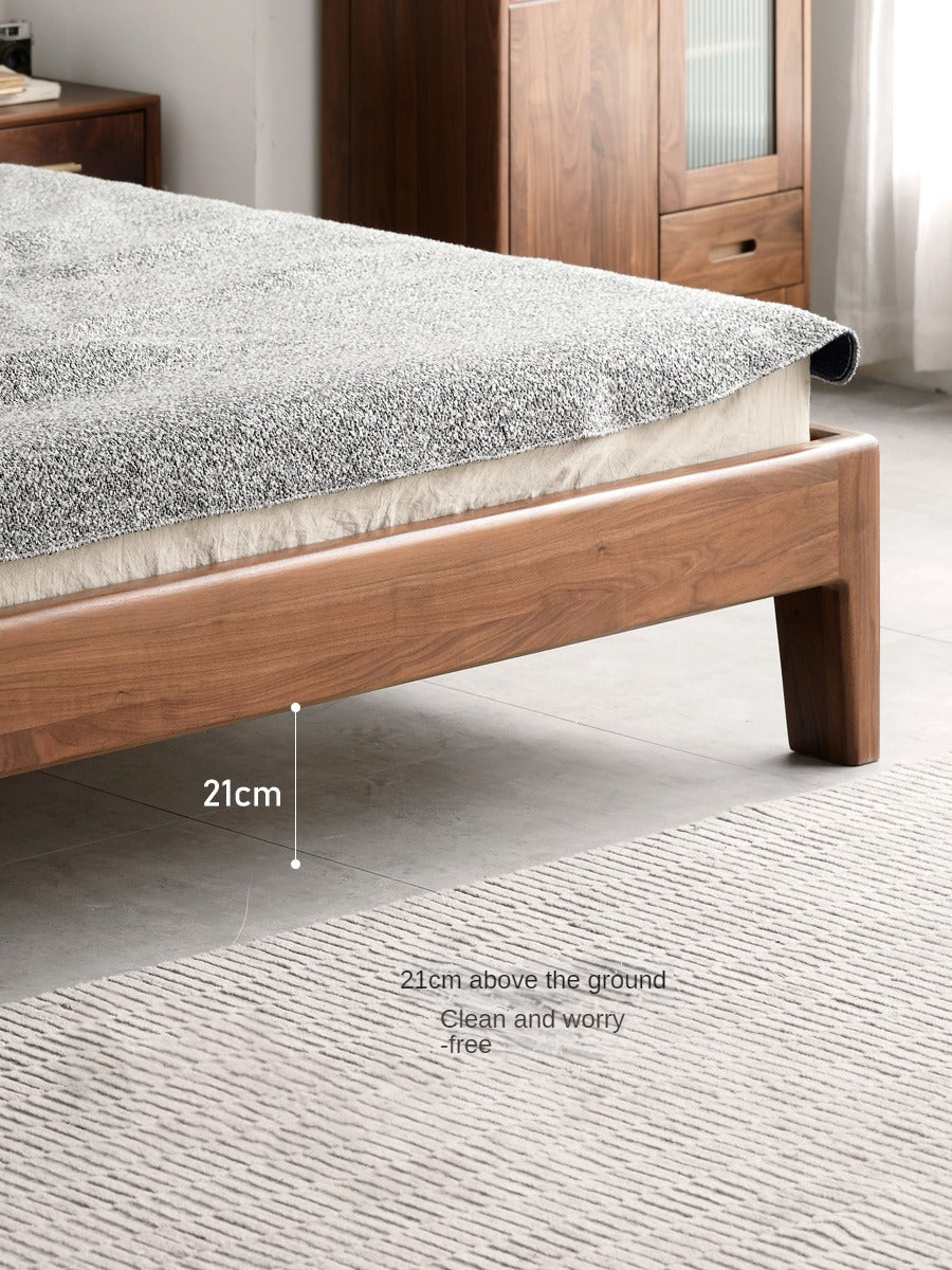 Black Walnut, Teak,Ash Solid Wood Bed Nordic Modern