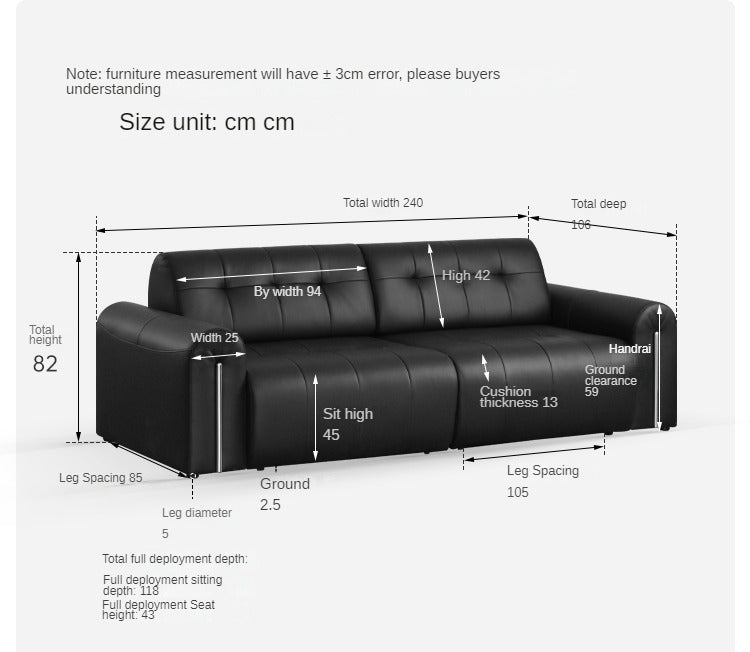 Fabric Electric Italian Style Sitting and Sleeping Sofa.
