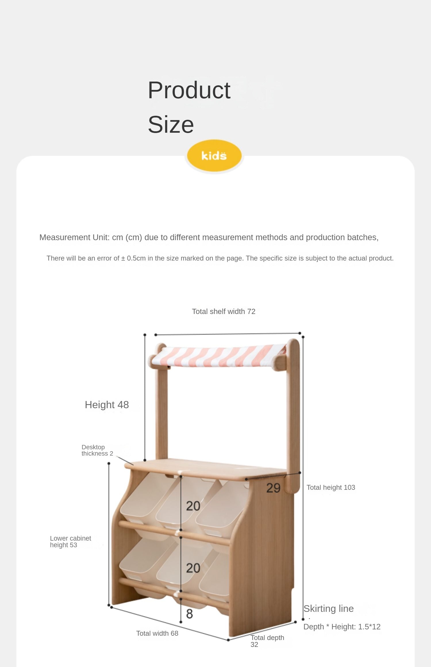 Poplar Solid Wood Kids Book, Toy Combination Storage Rack