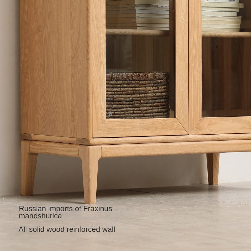 Ash Solid Wood Floor-Standing Bookcase Whole Wall Free Combination Bookshelf