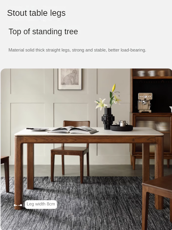 Ash Solid Wood Rock Plate Brown Dining Table