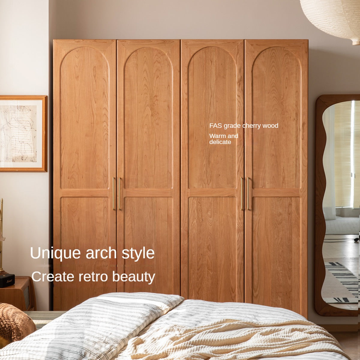 Cherry Solid Wood Vintage Wardrobe.