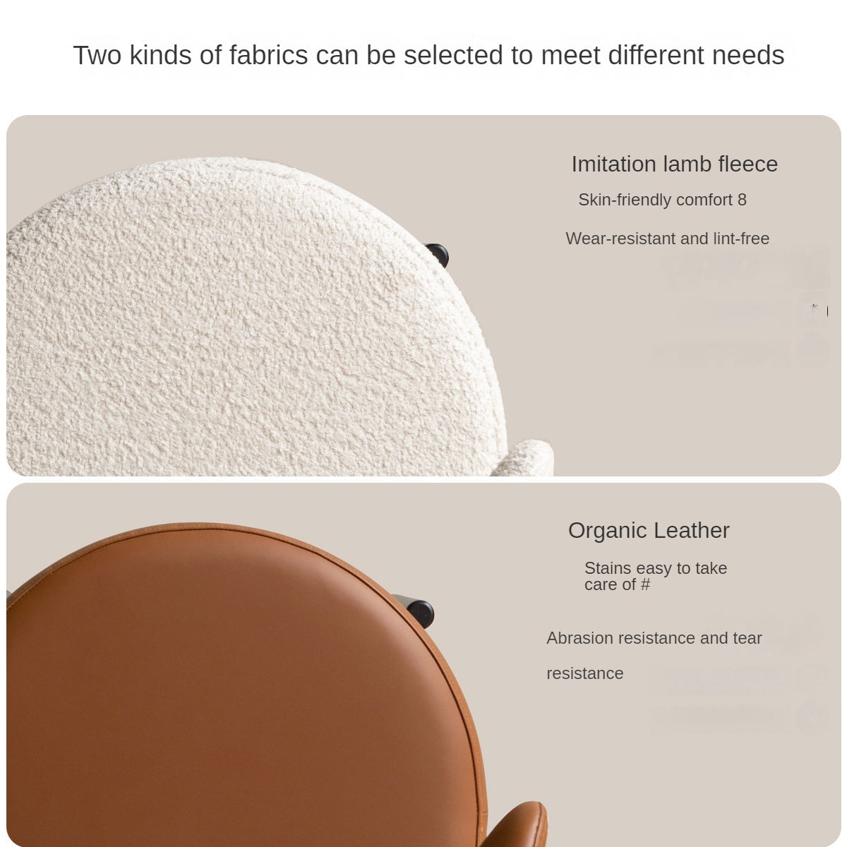 Fabric, Organic Leather Dressing Cream Style Makeup Stool