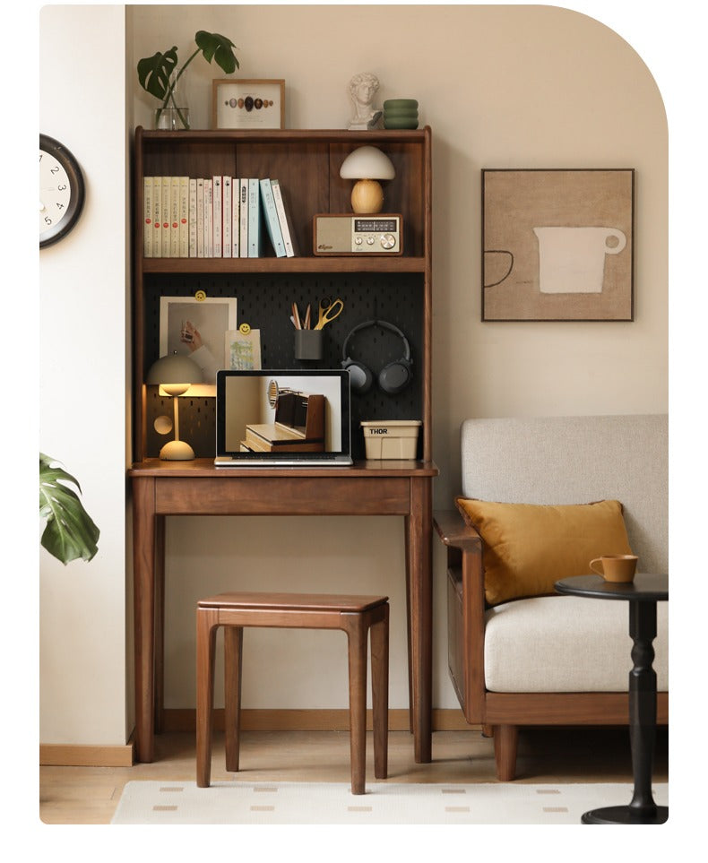 Black Walnut, Oak, Ash Solid Wood Desk Bookshelf