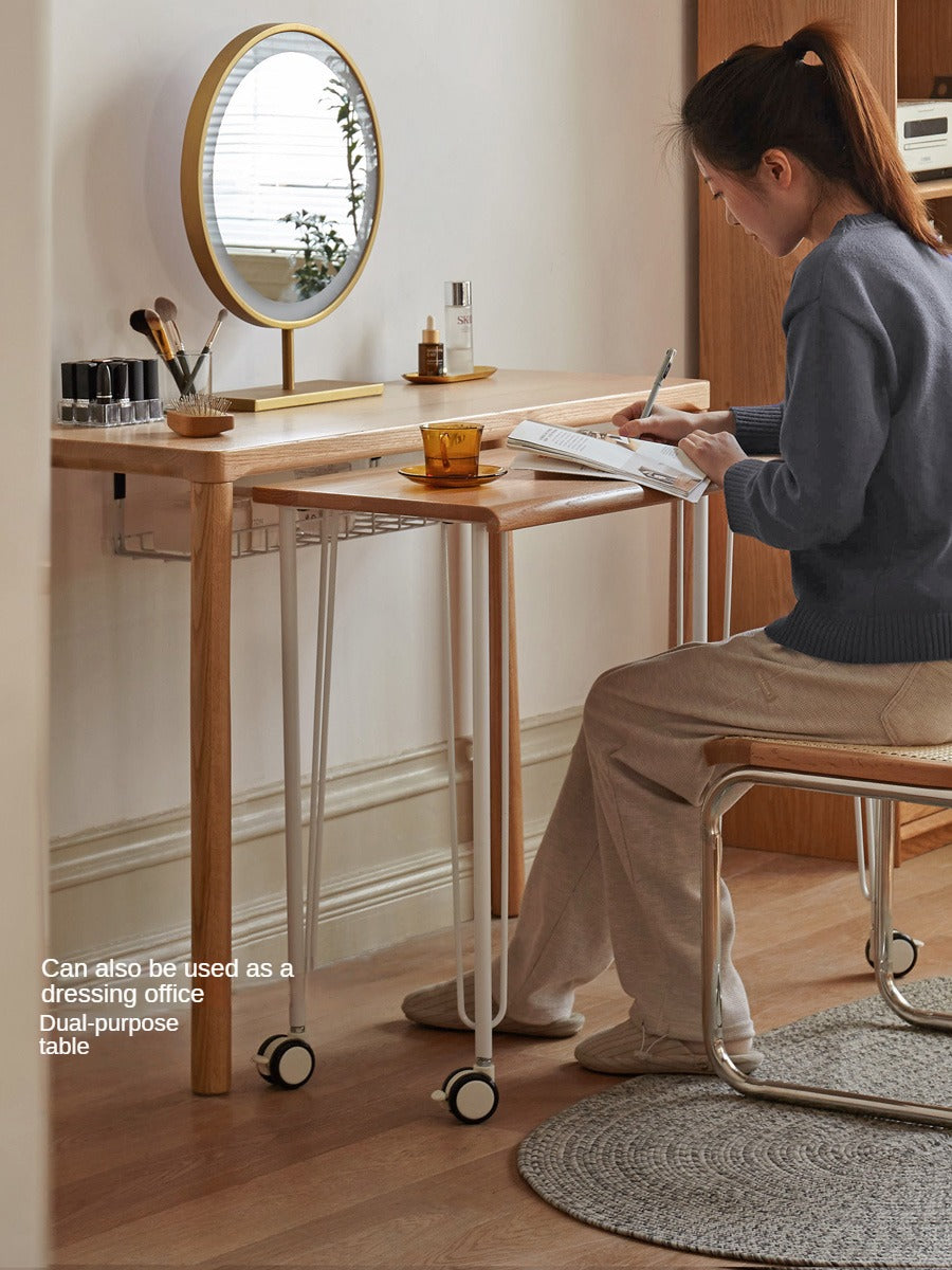 Oak Solid Wood Two-level Stackable Office Desks