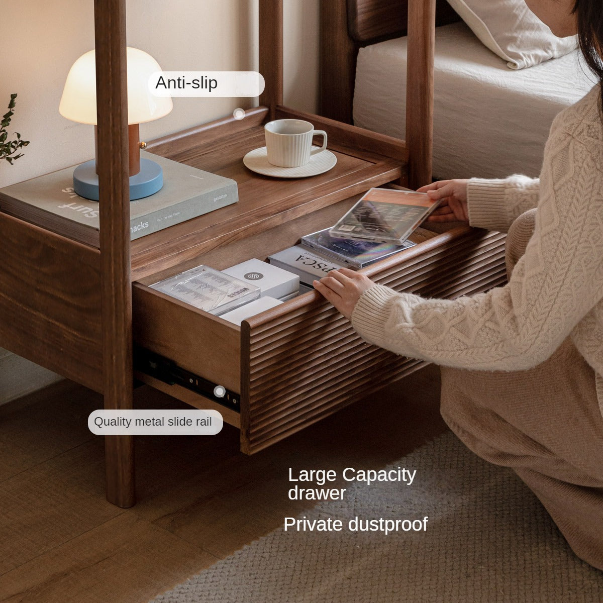 Black Walnut, Oak Solid Wood Floor to Floor Clothes Storage Rack
