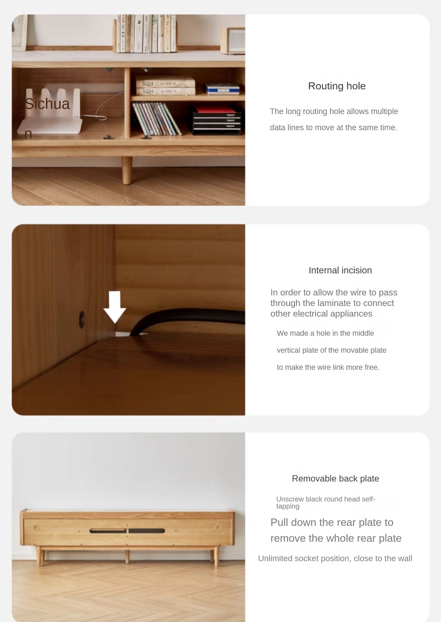 Ash Solid Wood TV Stand Rock Slab.