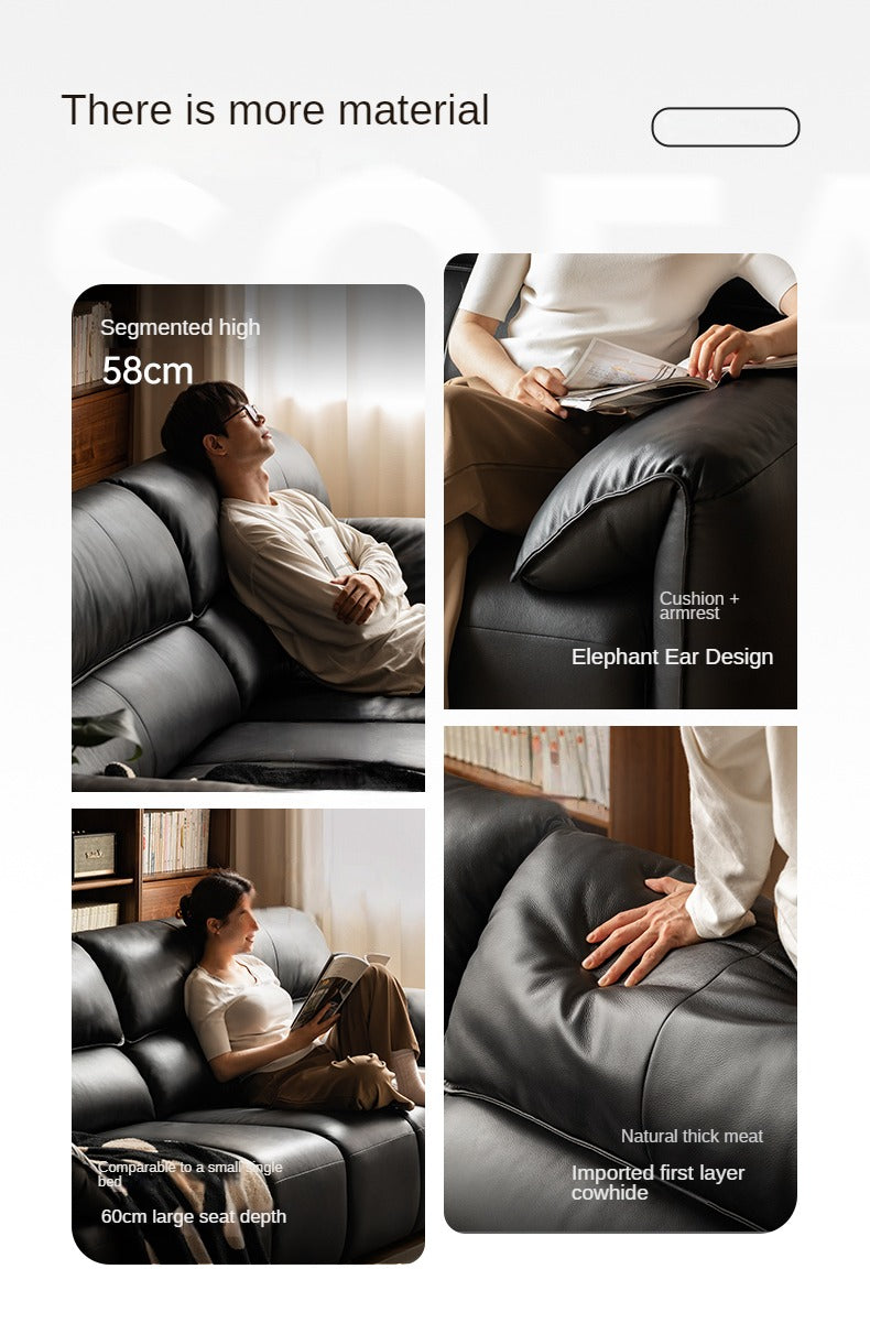 Leather First Layer Yellow Cowhide Piano Key Leather Sofa,