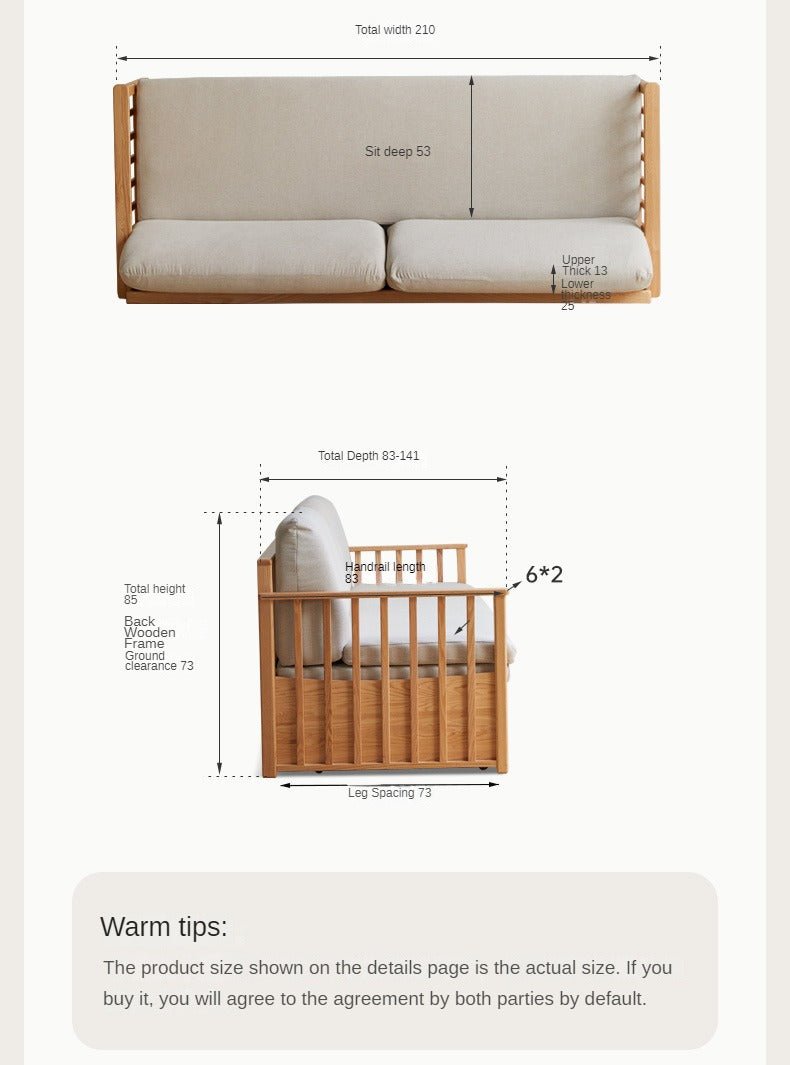 Oak Solid Wood Sitting and Sleeping Dual-purpose Storage Sofa.