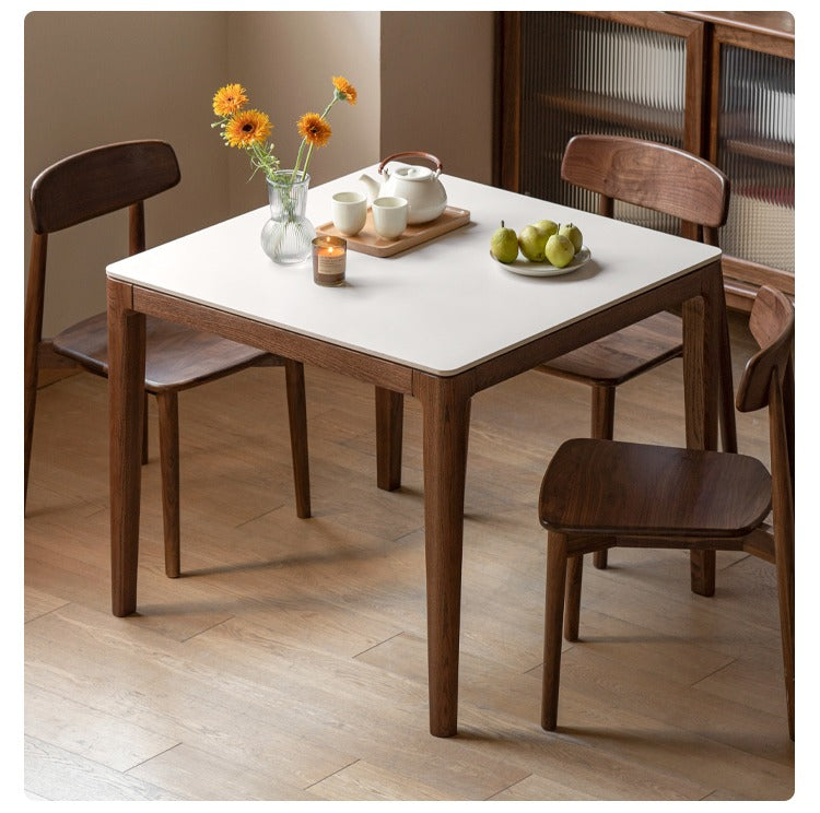 Oak Solid Wood, Solid Rubberwood Square Slate Dining Table