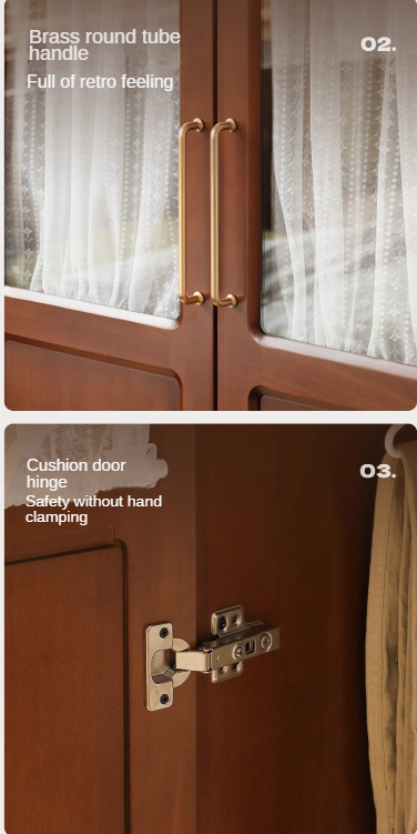 Poplar Solid Wood Modern Retro Style Double Door Wardrobet.