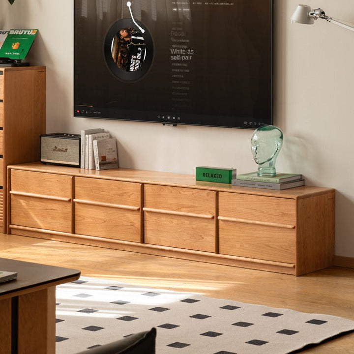 Сherry Solid Wood Modern Floor Storage Locker TV Cabinet.