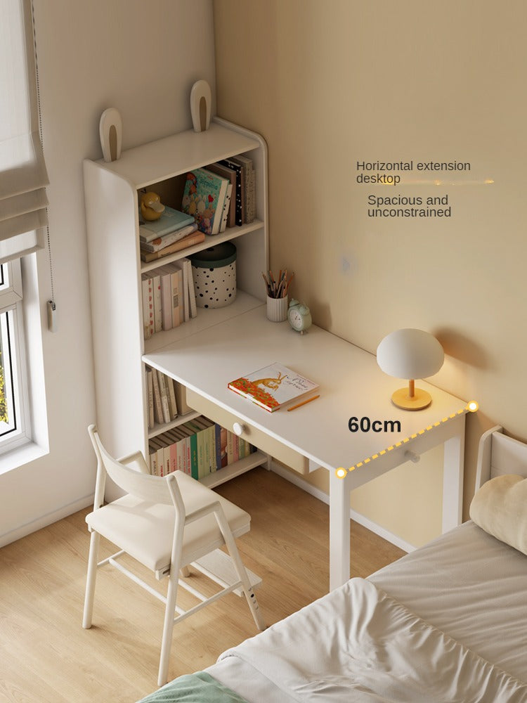 Beech Solid Wood Desk Bookcase Combination