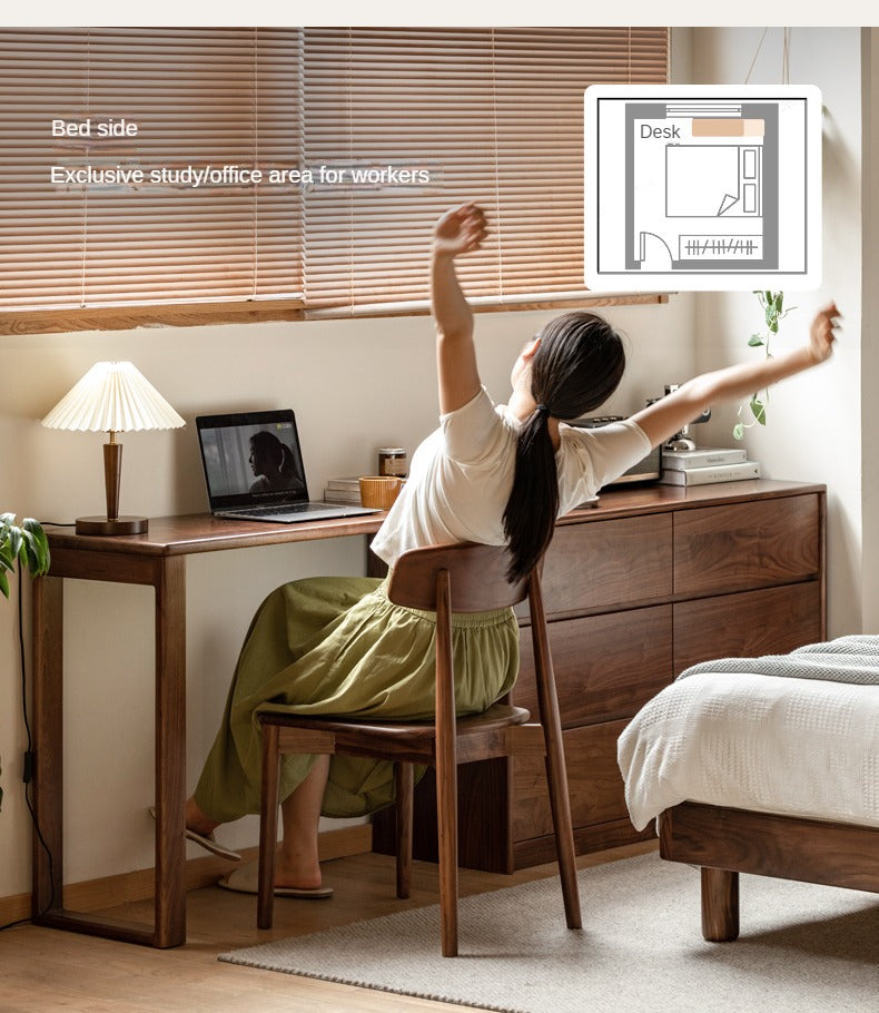 Black Walnut, Walnut Tree Solid Wood Retractable Vanity Table.