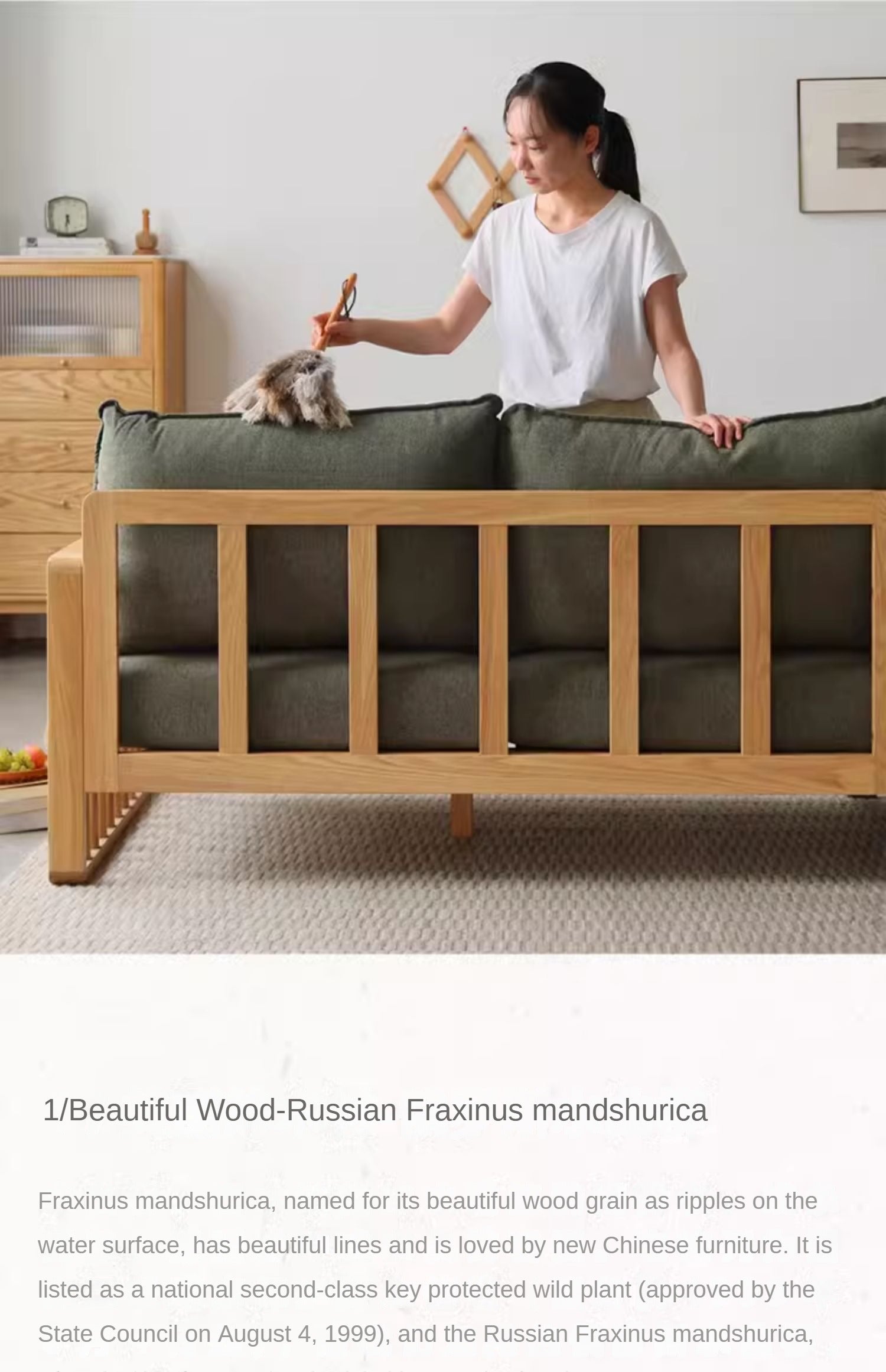 Ash Solid Wood Corner Modern Simple Sofa.