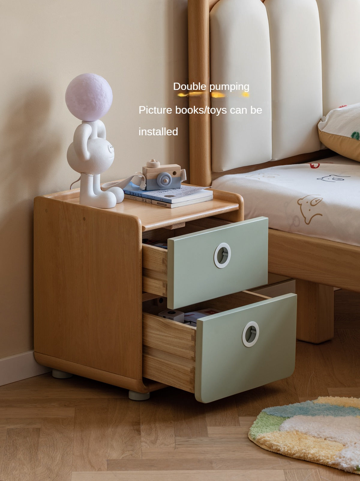 Beech Solid Wood Kids Nightstand