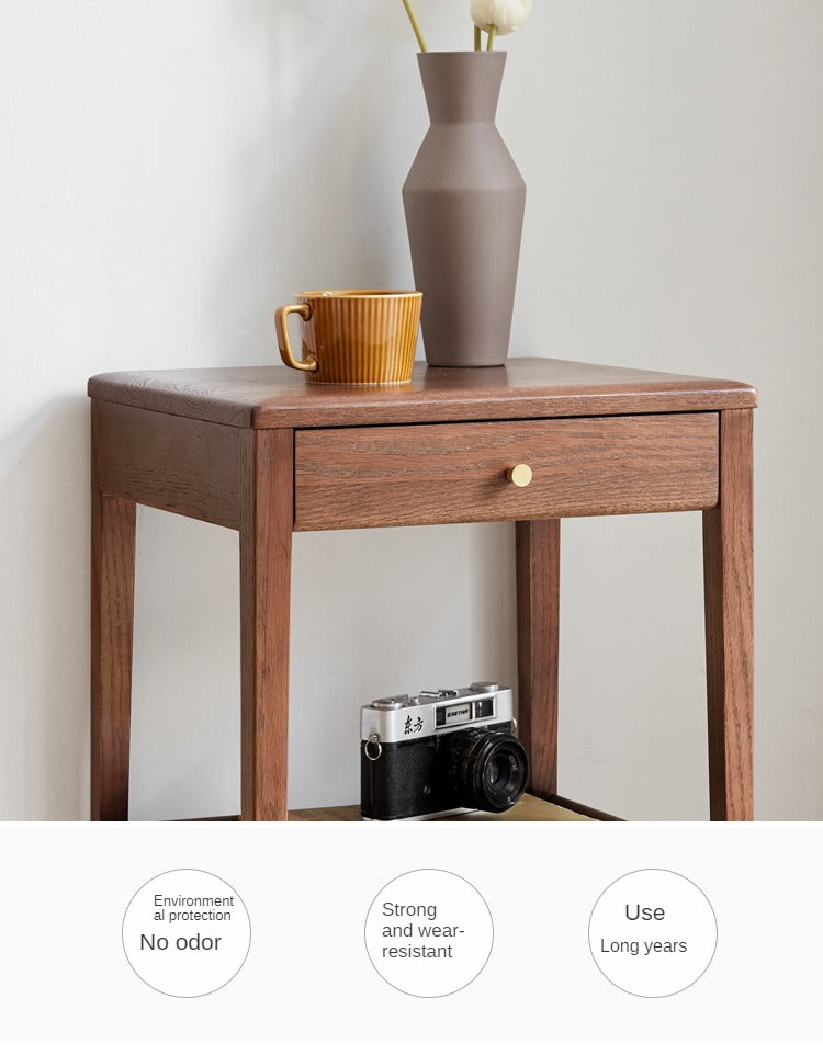 Black Walnut, Solid Rubberwood, Oak Solid Wood Side Table