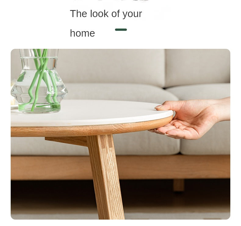 Oak Solid Wood Coffee Table Modern Slate