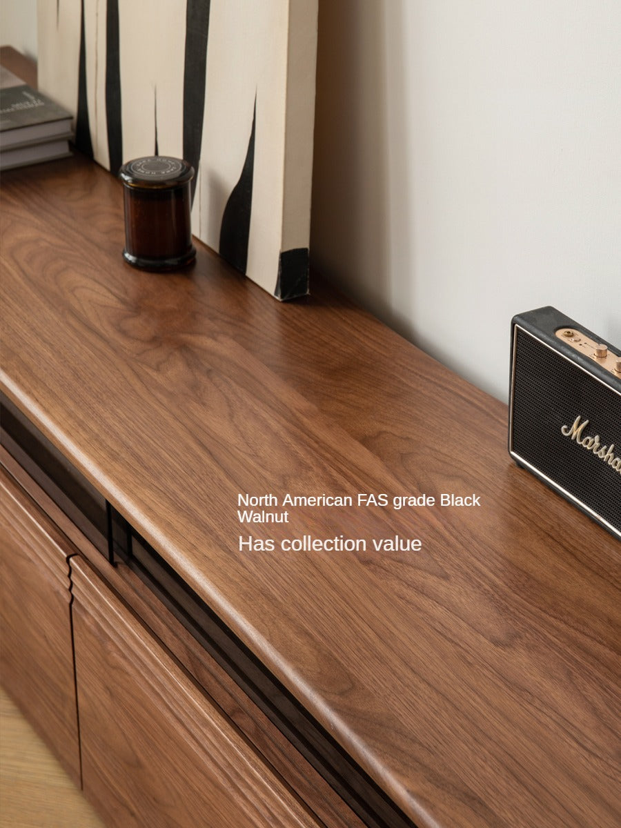 Black Walnut, Oak Solid Wood TV Cabinet LED Light Floor Cabinet.