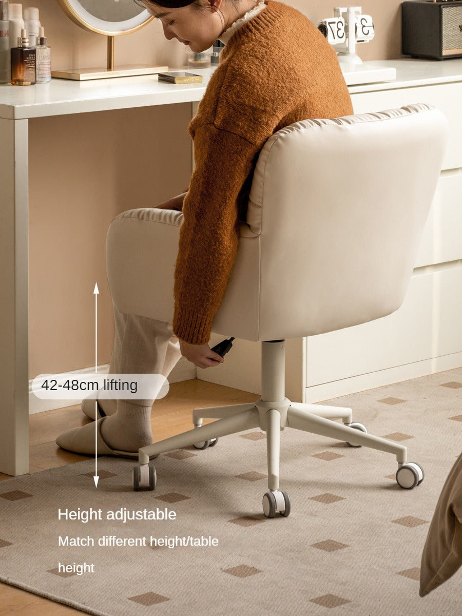 Organic Leather Cream Movable Makeup Chair