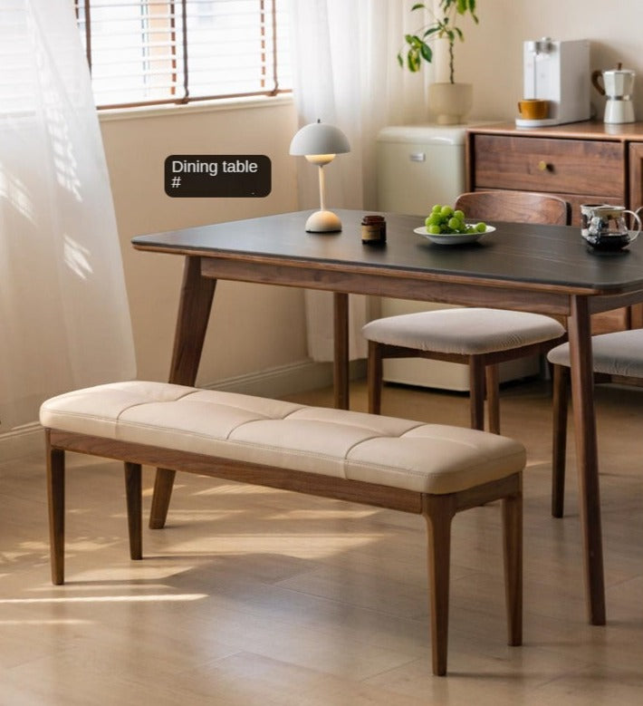 Black Walnut Solid Wood Long Bar Soft Bench