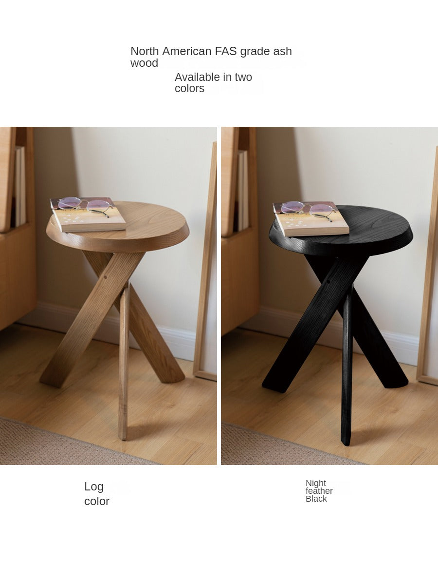 Ash Solid Wood White Wax Wood Side Table