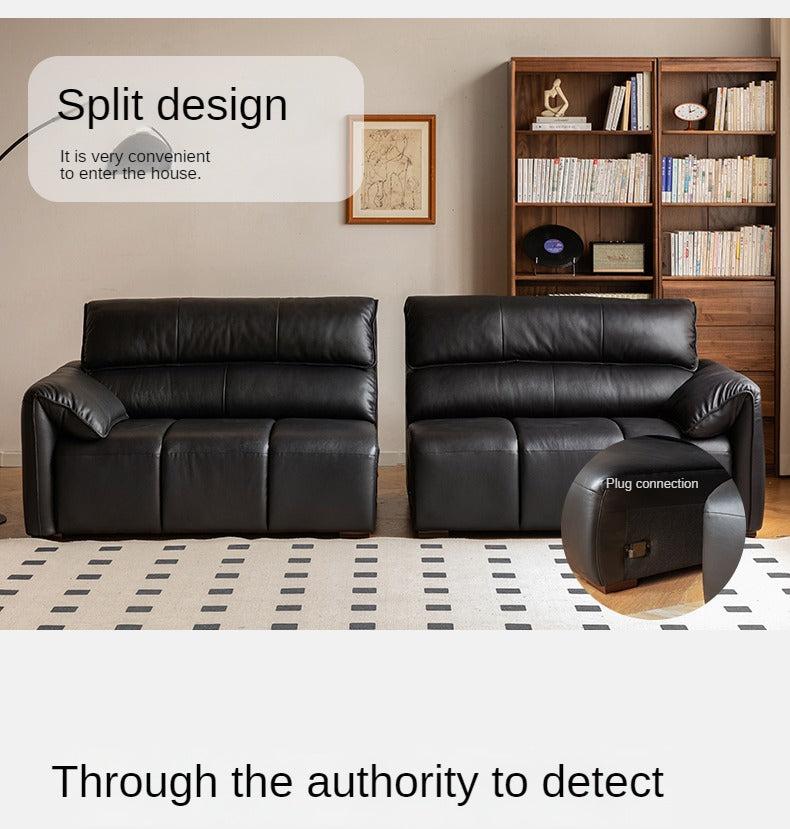 Leather First Layer Yellow Cowhide Piano Key Leather Sofa,