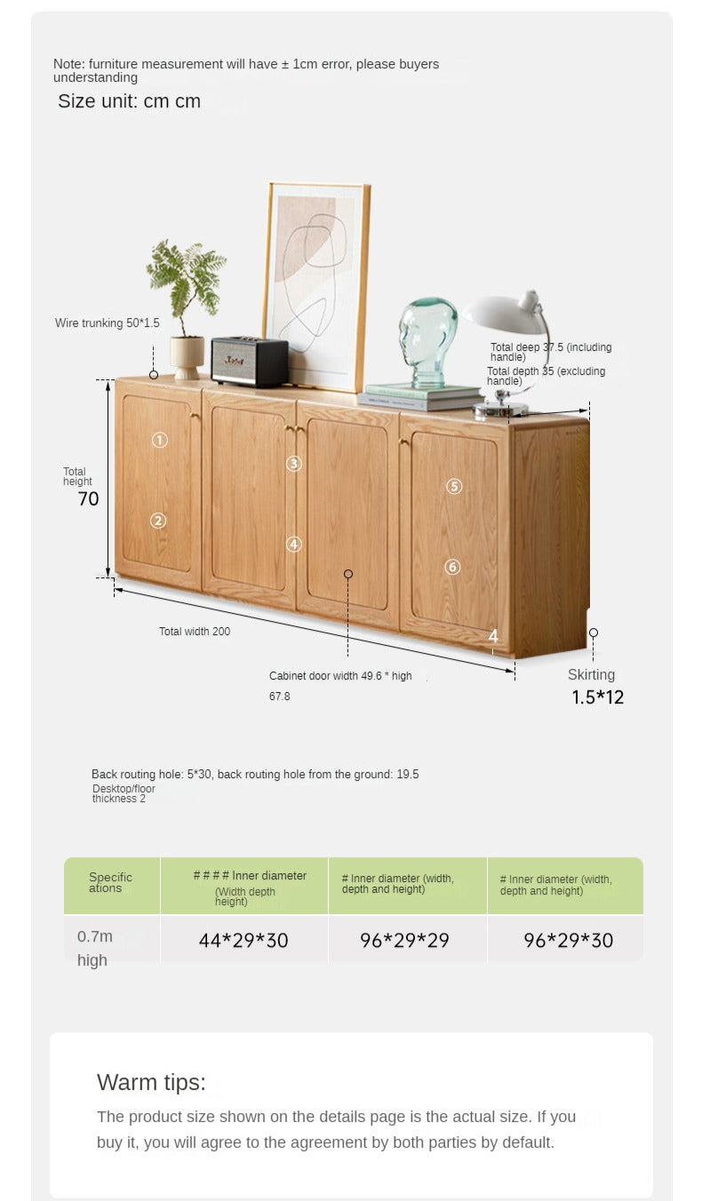 Oak Solid Wood Modern Floor Storage TV Cabinet.