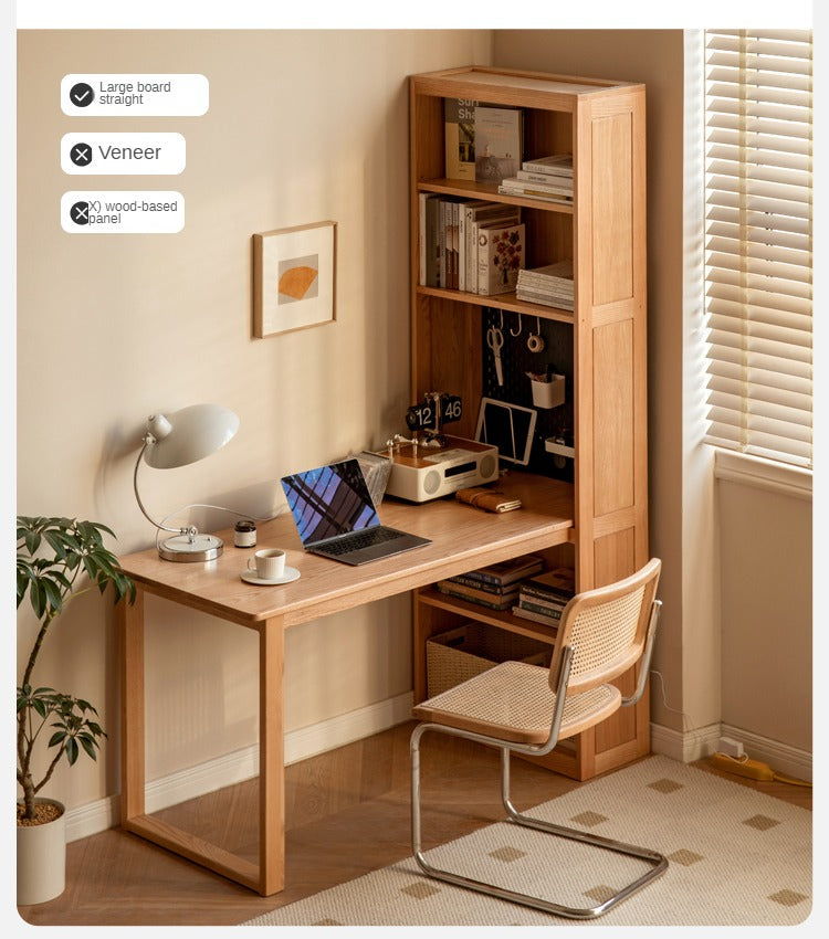 Oak Solid Wood Integrated Desk Cabinet