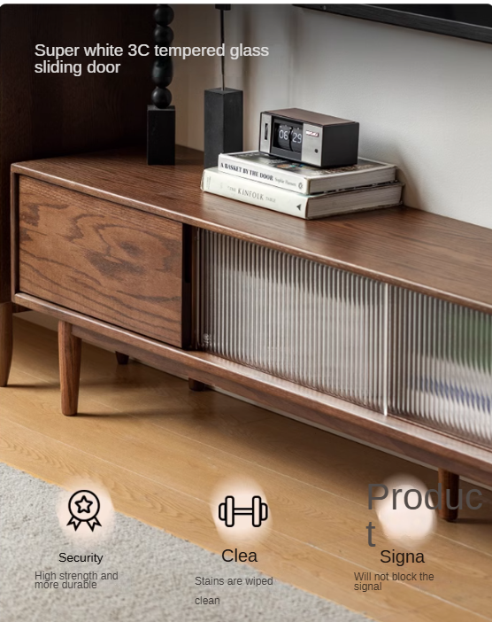 Oak Solid Wood Modern Simple Floor TV Cabinet.