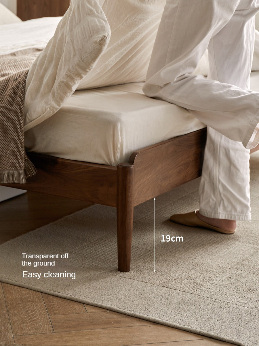 North American Black Walnut Solid Wood Rattan Bed