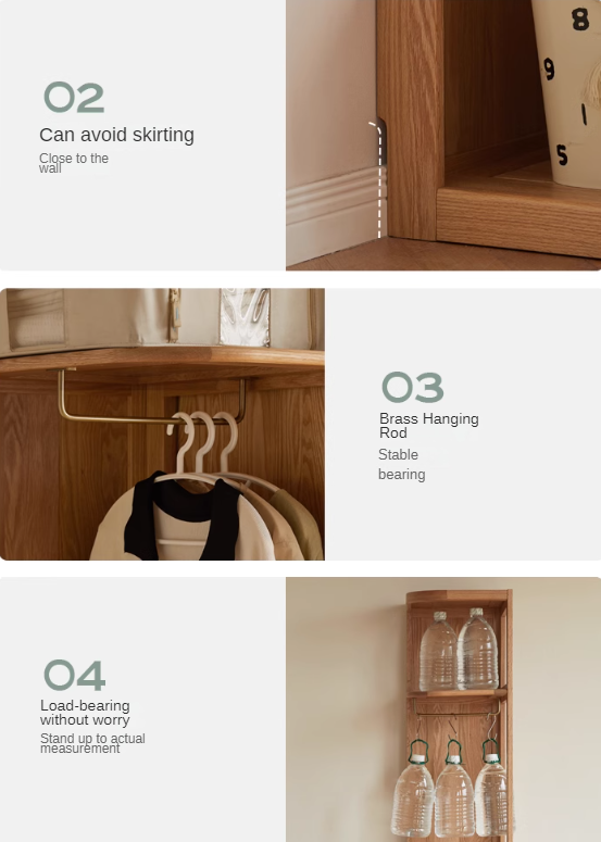 Oak, Cherry Solid Wood Corner Triangle Cabinet Corner Wardrobe.