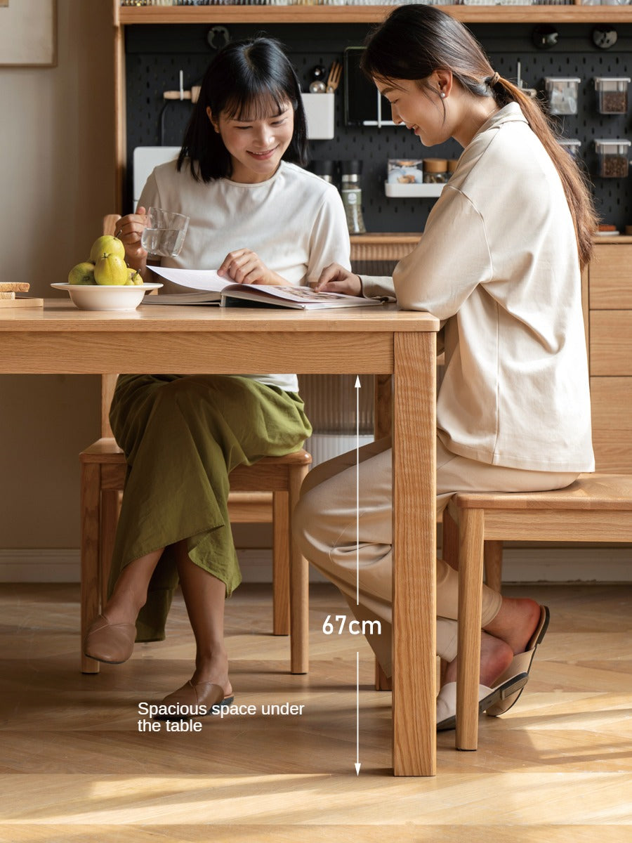 Oak Solid Wood, Solid Rubberwood Nordic Dining Table