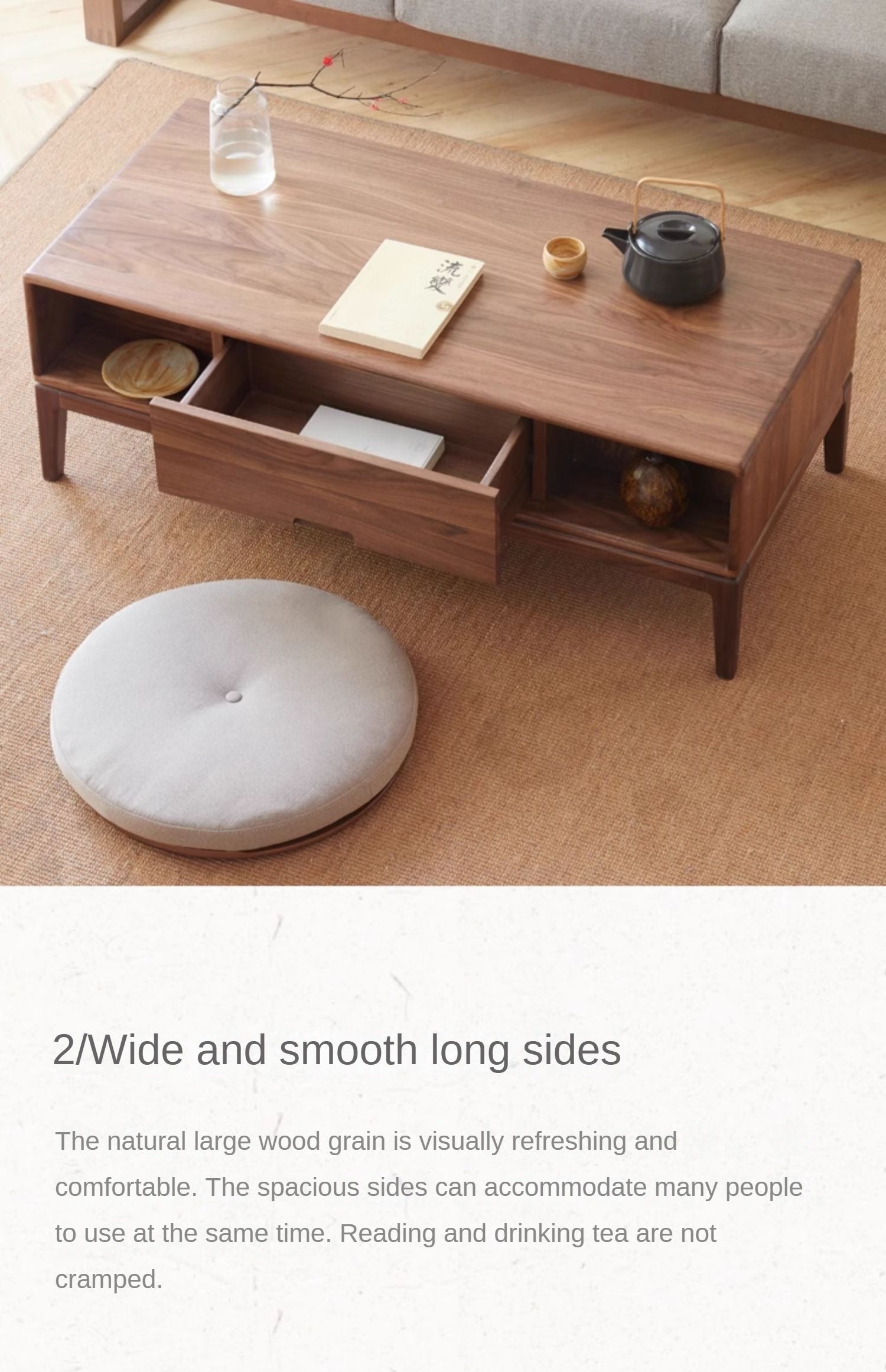 Black Walnut, Ash Solid Wood Modern Coffee Table