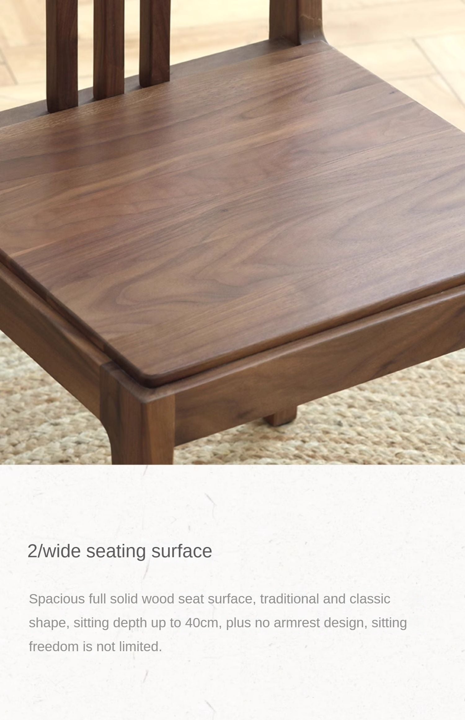 Black Walnut Solid Wood Dining Chair with Backrest 4pcs