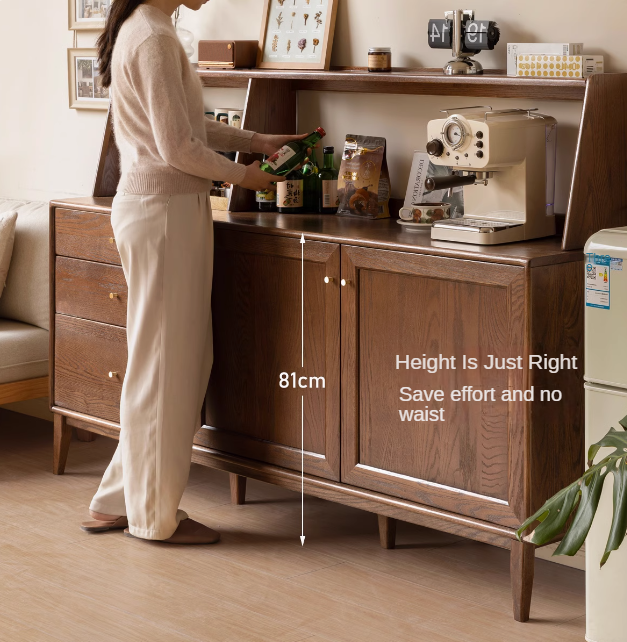 Oak Solid Wood, Solid Rubberwood Modern Dining Sideboard