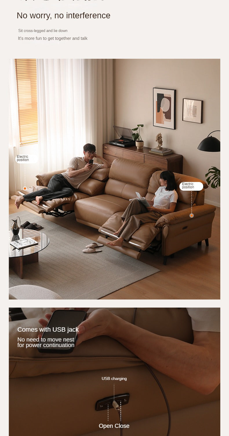 Leather Modern Simple Cowhide Down Sofa.