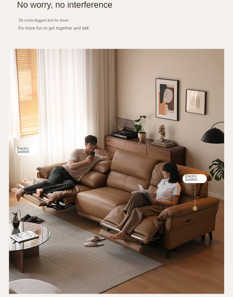 Genuine Leather Modern Zero Wall Power Reclining Sofa