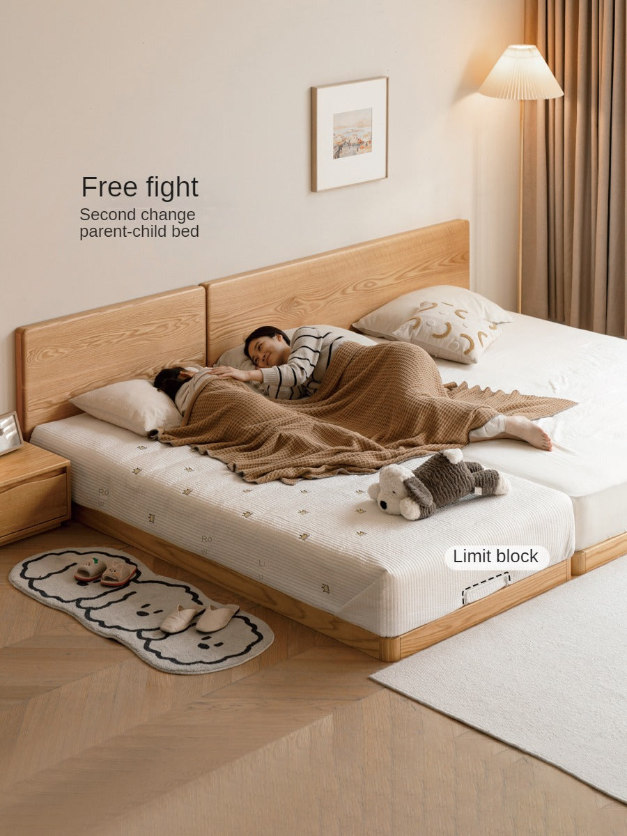 Beech, Oak Solid Wood Floor Bed Modern and Simple