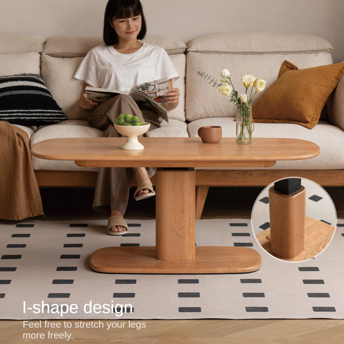 Cherry Solid Wood Dual-Purpose Modern Lift Coffee Table
