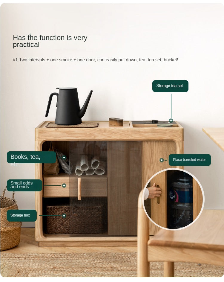 Oak, Ash Solid Wood Tea Maker Integrated Tea Table