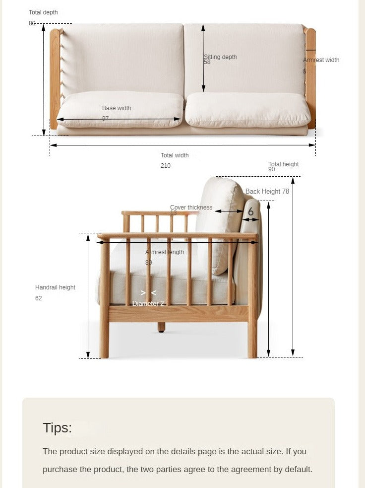 Oak Solid Wood Sofa Fabric.