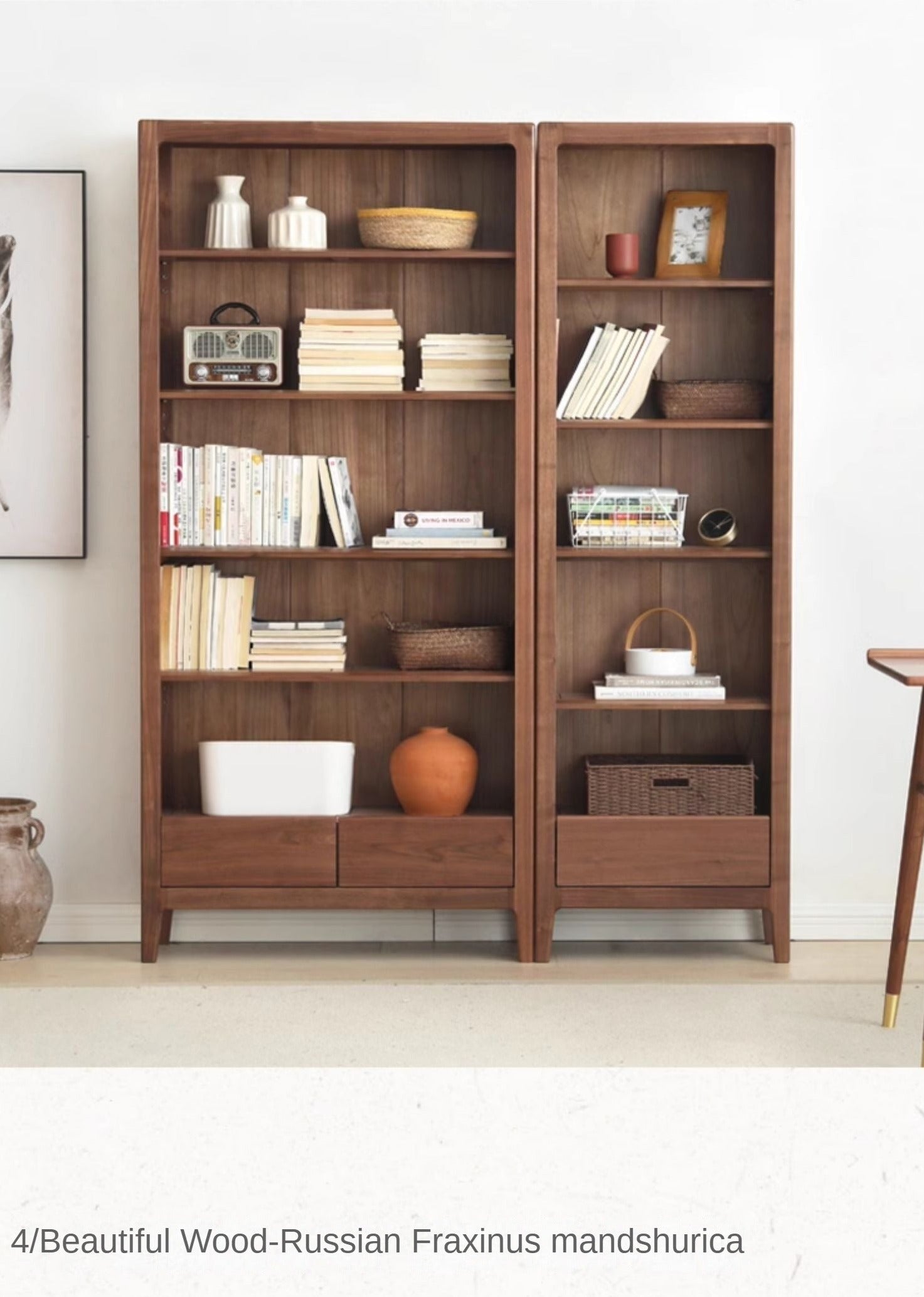 Black Walnut, Ash Solid Wood Bookcase Free Combination Bookshelf