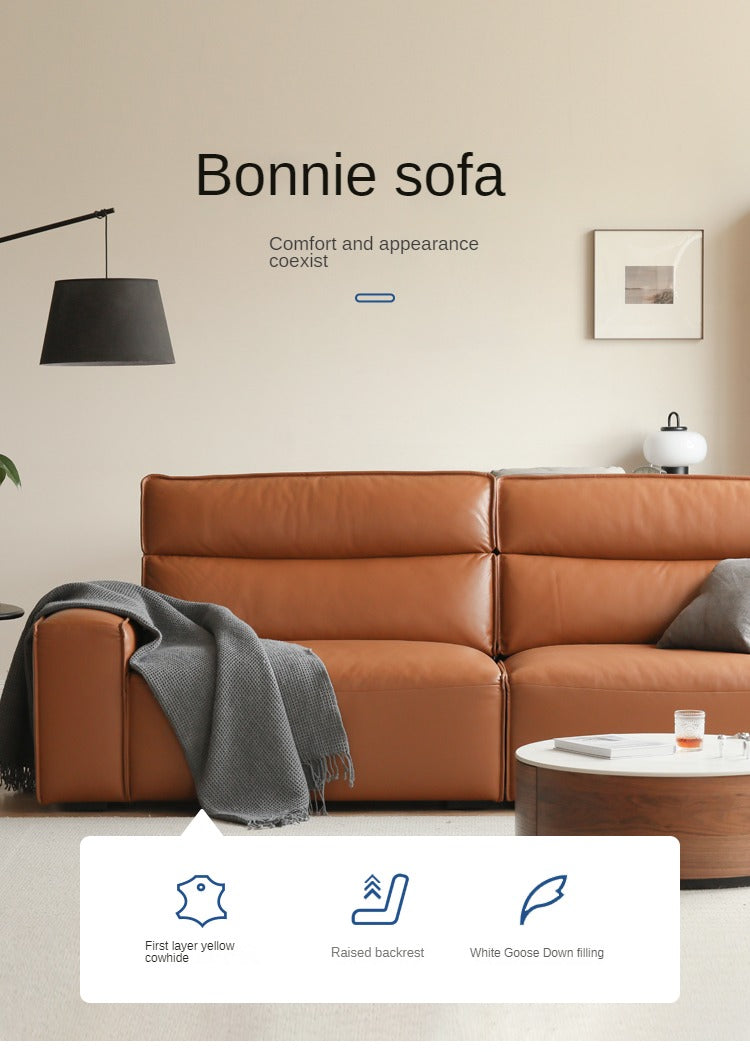 Genuine Leather Art Down Sofa.