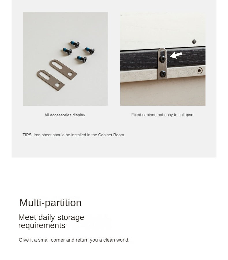 Oak Solid Wood Light Luxury Side Cabinet.