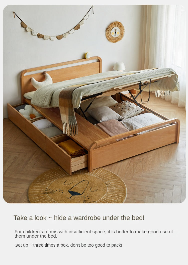 Beech solid wood Multi-functional with storage box bed<