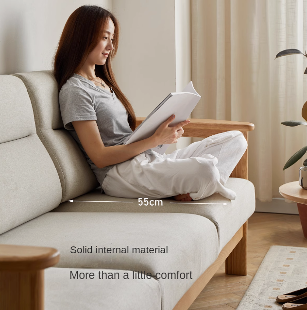 Ash Solid Wood Straight Sofa Modern.