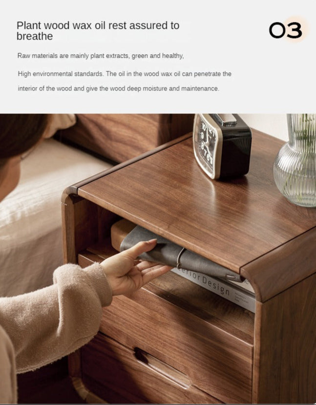 Black Walnut Solid Wood Modern Storage Small Nightstand